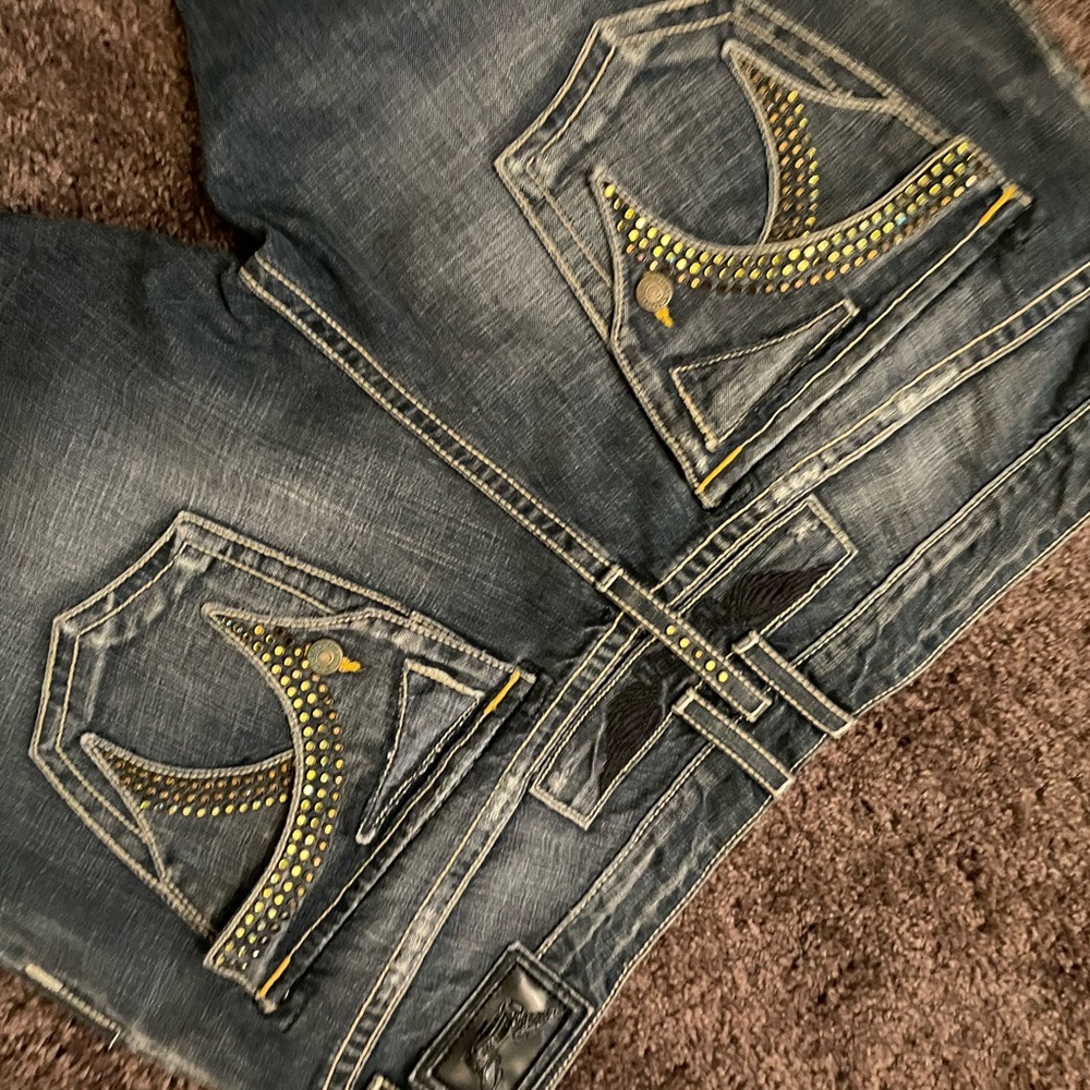 Men’s Studded Rhinestone Robin Jeans - Picture 3 of 14